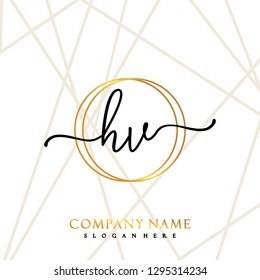 HV Initial Handwriting logo template vector