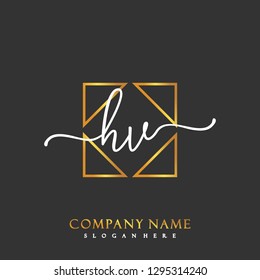 HV Initial Handwriting logo template vector