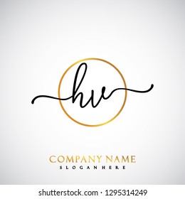 HV Initial Handwriting logo template vector