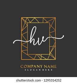 HV Initial Handwriting logo template vector