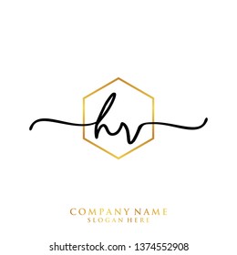 HV Initial handwriting logo template