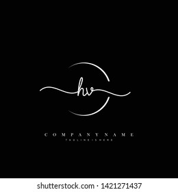 HV initial handwriting logo template vector