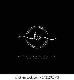 HV initial handwriting logo template vector