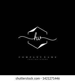 HV initial handwriting logo template vector