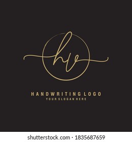 HV Initial handwriting logo template vector