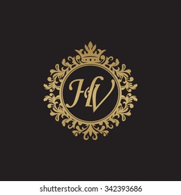 HV initial luxury ornament monogram logo