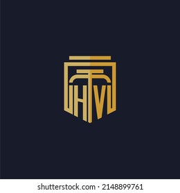 HV initial monogram logo elegant with shield style design for wall mural lawfirm gaming