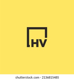 HV initial monogram logo with square style design