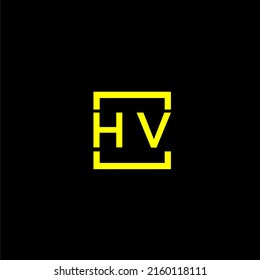 HV initial monogram logo with square style design