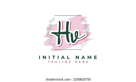Hv Initials, handwriting logo vector