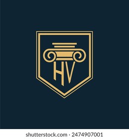 HV Initials Law Firm Logo Lawyer logo with creative law element