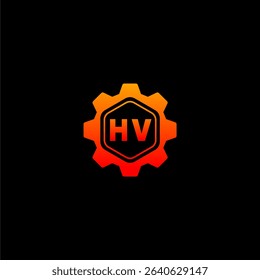 HV Initials Tech Logo Vector Art Icons and Graphics