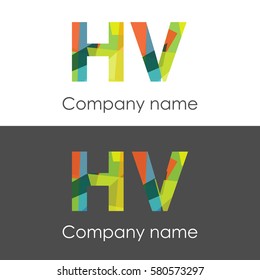 HV letter abstract mosaic shape icon colorful