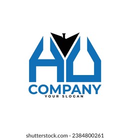 HV letter creative real estate vector logo design.