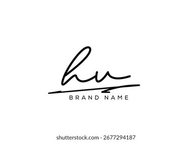 Logotipo de letra HV elegante cursivo beleza manuscrito.