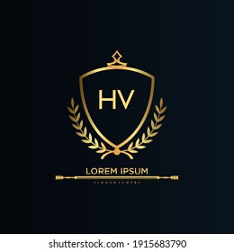 HV Letter Initial with Royal Template.elegant with crown logo vector, Creative Lettering Logo Vector Illustration.