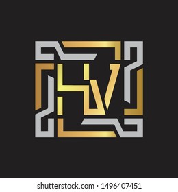 HV Letter logo initial capital monogram with abstract ornament
