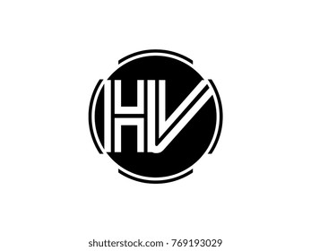 HV letter logo round black