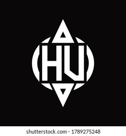 HV Logo with circle rounded combine triangle top and bottom side design template