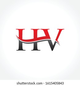 HV Logo Design vector Template Red Black With White Background. Initial HV Vector Illustration