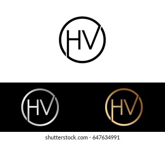 Hv Logo. Letter Design Vector with Red and Black Gold Silver Colors
