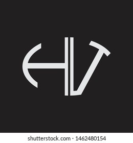 HV Logo letter oval monogram design template with black and white colors