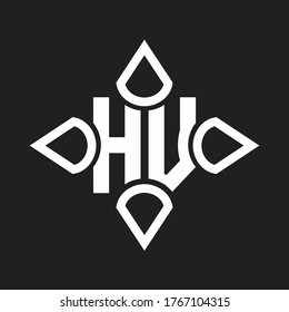 HV Logo monogram with four cone rounded by the shape design template