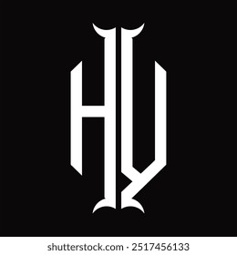 HV logotipo monograma hexágono escudo com forma de chifre modelo de design