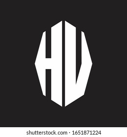 HV-Logo-Monogramm mit achteckiger Banddesign-Vorlage