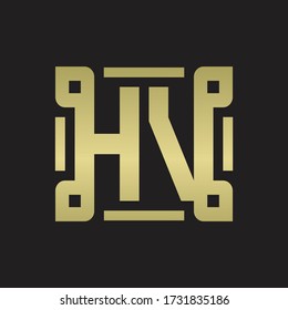 Monograma de logotipo de HV con plantilla de diseño de arte de línea