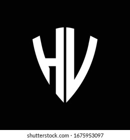 HV logo monogram with shield shape design template