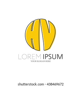 HV Logo. Vector Graphic Sphere Branding Letter Element. White Background