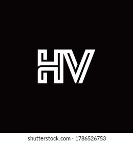 HV monogram logo with abstract line design template