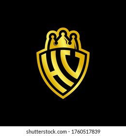 HV monogram logo with shield and crown style design template isolated on black background