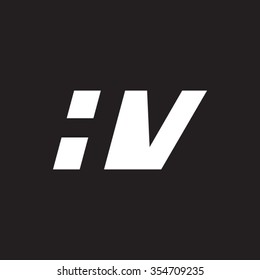 HV negative space letter logo black background