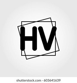 hv uppercase initials square frame business logo