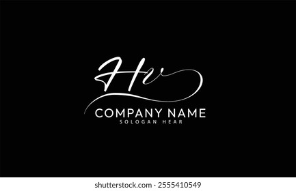  HV V H initial signature logo template vector