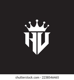 HV or VH logo monogram symbol shield with crown shape design vector
