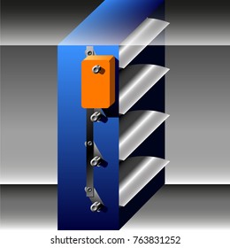 HVAC , air-intake damper, a part of the system, closed state