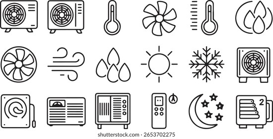 Conjunto de iconos de climatización y climatización