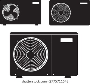 HVAC climate control system components isolated on white background.