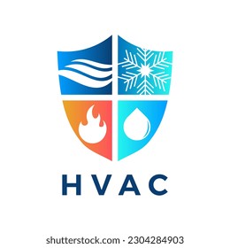 hvac concept shield logo template, hvac service symbol