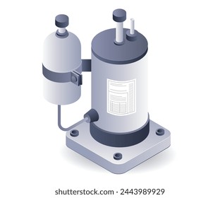 Ilustración 3D isométrica de la herramienta del secador HVAC