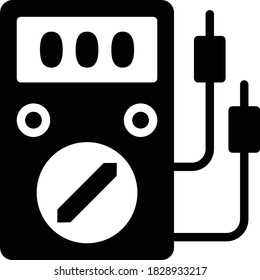 HVAC Electric Circuit Diagnosis Repair Service Tool New Vector Glyph Icon Design, Portable Multimeter Capacitor Tester Concept. Test Leads Thermocouple Volt Amp Ohm Capacitance Meter Equipment