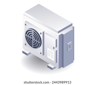 HVAC exhaust system flat isometric 3d illustration