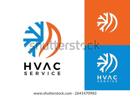 hvac and fire logo. heating cooling snowflake conditioning vector design concept	
