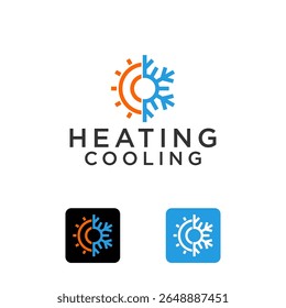 HVAC Heizung Kühlung Logo Eis Flamme Sonne Symbol Vorlage Vektor