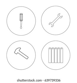 Hvac And Heating Set Elemets. Repair Elemets Hummer, Wrench And Screwdriver Tools. Hvac Tools In Circle On White Background. New Hot Water Heater Cost. Eps10 Vector Illustration.