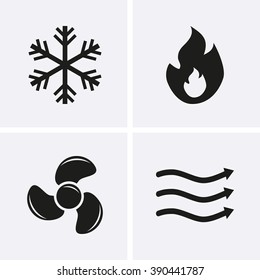 HVAC (heating, Ventilating, And Air Conditioning) Icons. Heating And Cooling Technology.