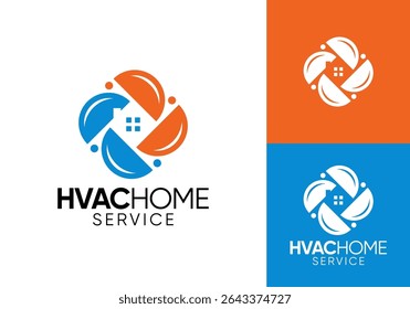 HVAC y logotipo del hogar. concepto de diseño de Vector de acondicionamiento de copo de nieve de refrigeración de calefacción	
